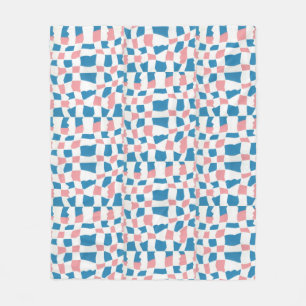 Retro Mod Rosa Blue Checkerboard-Abstrakt Fleecefilt