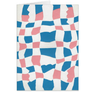 Retro Mod Rosa Blue Checkerboard-Abstrakt Hälsningskort