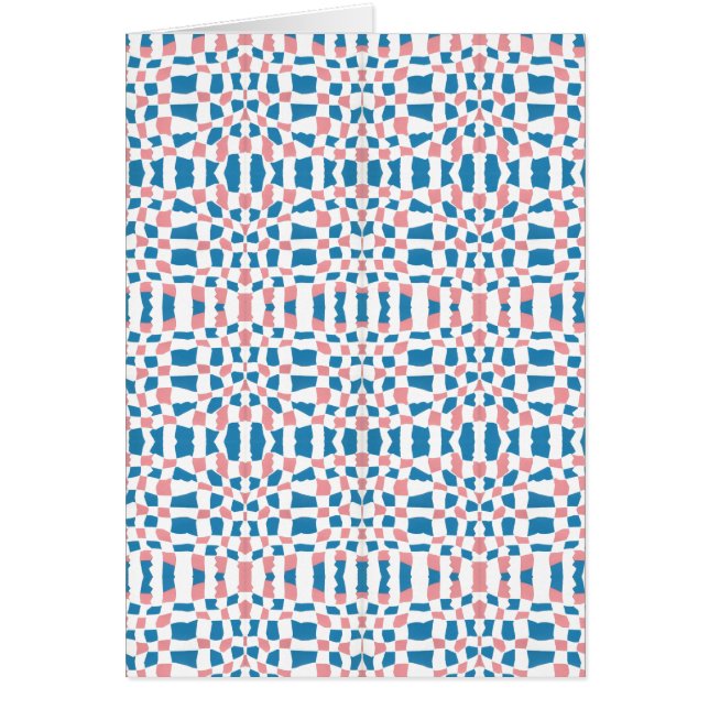 Retro Mod Rosa Blue Checkerboard-Abstrakt Hälsningskort (Framsidan)