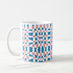 Retro Mod Rosa Blue Checkerboard-Abstrakt Kaffemugg