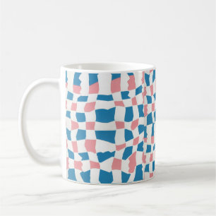 Retro Mod Rosa Blue Checkerboard-Abstrakt Kaffemugg
