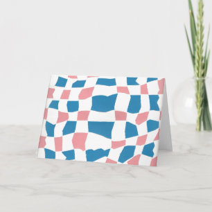 Retro Mod Rosa Blue Checkerboard-Abstrakt Kort