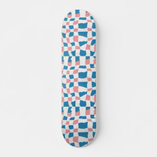 Retro Mod Rosa Blue Checkerboard-Abstrakt Mini Skateboard Bräda 18,5 Cm