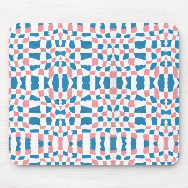 Retro Mod Rosa Blue Checkerboard-Abstrakt Musmatta (Framsidan)