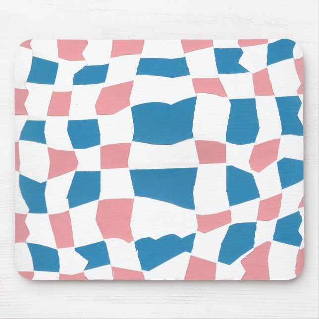 Retro Mod Rosa Blue Checkerboard-Abstrakt Musmatta (Framsidan)
