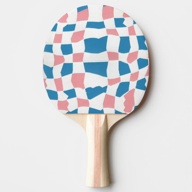 Retro Mod Rosa Blue Checkerboard-Abstrakt Pingisracket (Framsidan)