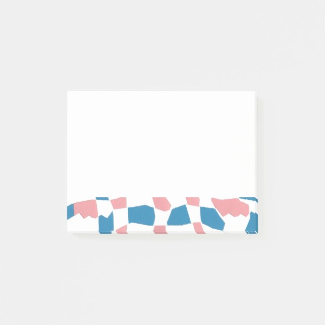 Retro Mod Rosa Blue Checkerboard-Abstrakt Post-it Block (Framsida)