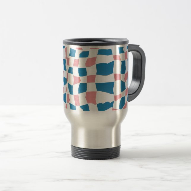 Retro Mod Rosa Blue Checkerboard-Abstrakt Resemugg (Framsida höger)