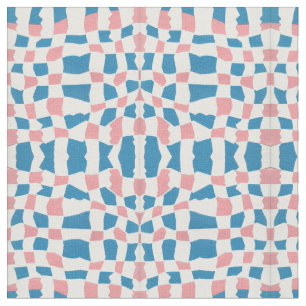 Retro Mod Rosa Blue Checkerboard-Abstrakt Tyg