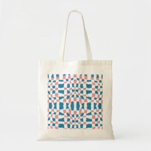 Retro Mod Rosa Blue Checkerboard-Abstrakt Tygkasse
