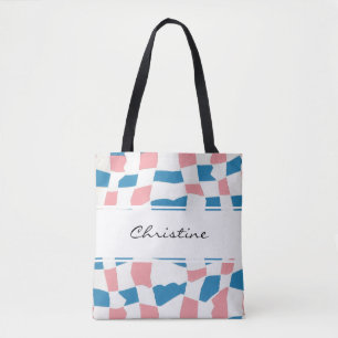 Retro Mod Rosa Blue Checkerboard-Abstrakt Tygkasse