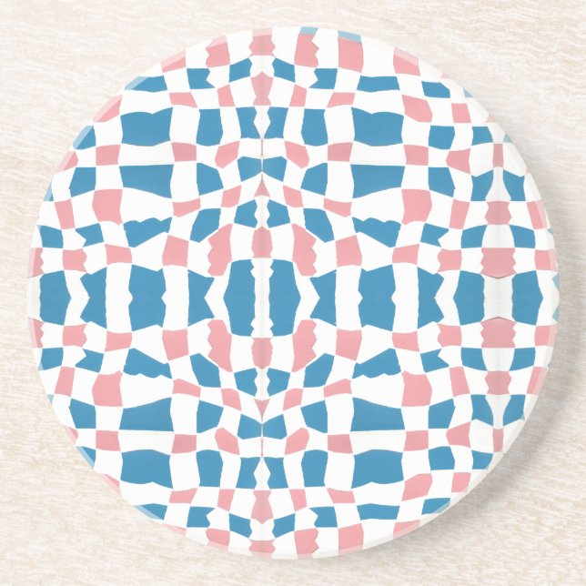 Retro Mod Rosa Blue Checkerboard-Abstrakt Underlägg (Framsidan)