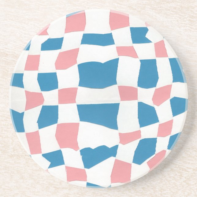 Retro Mod Rosa Blue Checkerboard-Abstrakt Underlägg (Framsidan)