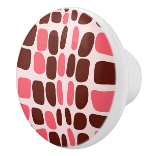 Retro-mod Rosa & Choklad Geometrisk Keramisk Knapp Knopp