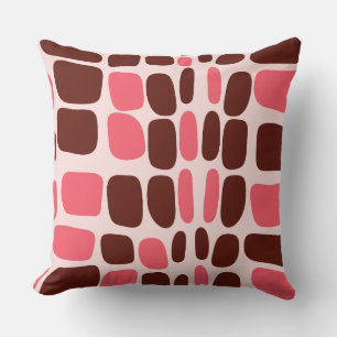 Retro Mod Rosa & Choklad Geometrisk Kuddthrow Kudde