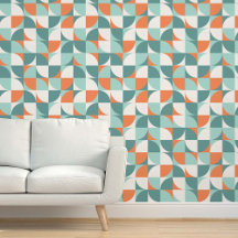 Retro Mod Rutor Orange Mint Teal Aqua Blå