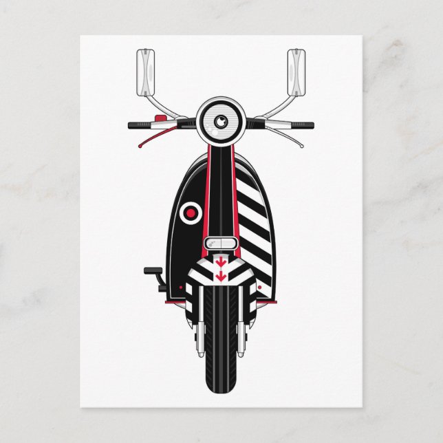 Retro-Mod Scooter Vykort (Framsida)
