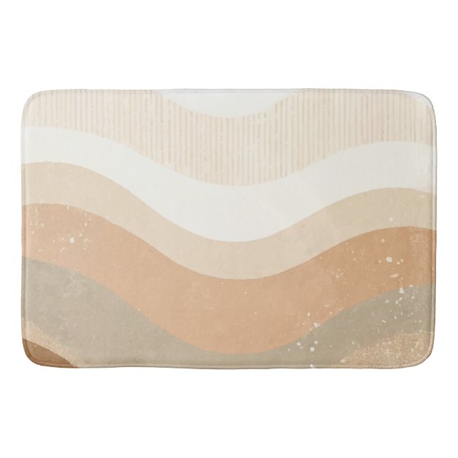 Retro Mod Vågor Jordnära Neutral Design Badrumsmatta (Framsidan)