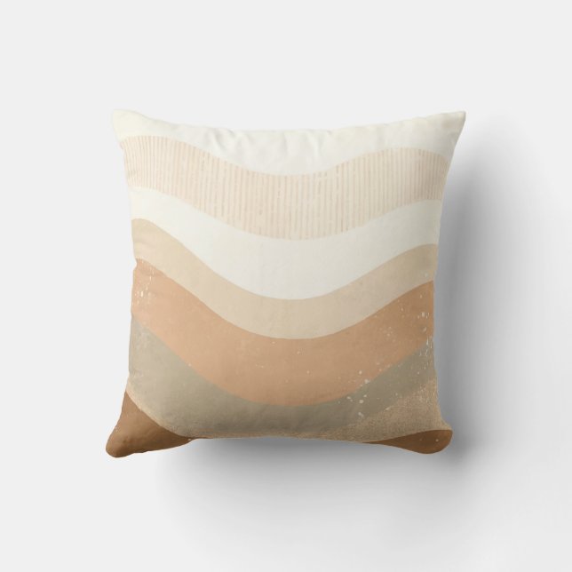 Retro Mod Vågor Jordnära Neutral Design Kudde (Baksida)