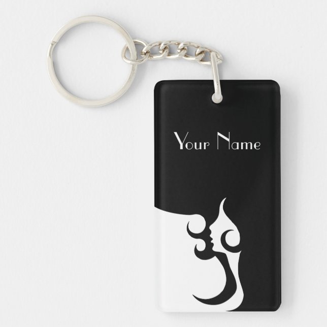 Retro Mod Woman Nyckelring (Framsidan)