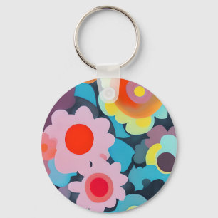 Retro moda blommor nyckelring