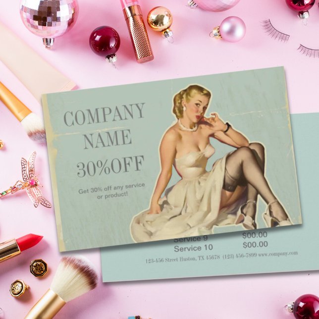 Retro Mode Flicka Frisör Makeup Artist Flygblad (Retro Fashion Girl Hair Stylist Makeup Artist Flyer)