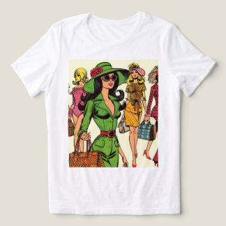Retro Mode Girls Tecknader T Shirt