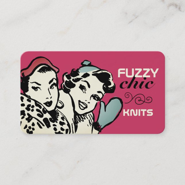 Retro mode-modeller som vrider på varandra av trik visitkort (Framsida)