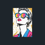 Retro Mode Pop Art - 1980:s inspirerade Canvastryck<br><div class="desc">Kanalisera den inre 80-talsikonen stil med det här vibranta glam-poputskriften! Den här djärva och färgstarka väggkonsten inspireras av vintage mode-tidningar och fångar upp epokens elenergi. Den chic kvinnan, stora solglasögon och en mäktig stänk av rosa, blått och guld gör detta till det yttersta påstående biet för en gallerimur, ett sovrum...</div>