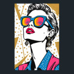 Retro Mode Pop Art - 1980:s inspirerade Poster<br><div class="desc">Kanalisera 1980-talets vågade självförtroende och elenergi med denna fantastiska glam-poppgrafik-utskrift. Med inspiration av vintage mode-tidningarnas koniska täckblad fångar biet ett ögonblick av ren, oförskämd stil. Vår högbusta muse blickar uppåt, hennes överdimensionerade solglasögon reflekterar en pulserande nysolnedgång - en historia om ljus och ändlösa möjligheter. I teckningen kombineras det feta, grafiska...</div>