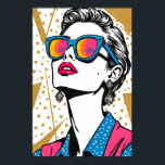 Retro Mode Pop Art - 1980:s inspirerade Poster<br><div class="desc">Kanalisera 1980-talets vågade självförtroende och elenergi med denna fantastiska glam-poppgrafik-utskrift. Med inspiration av vintage mode-tidningarnas koniska täckblad fångar biet ett ögonblick av ren, oförskämd stil. Vår högbusta muse blickar uppåt, hennes överdimensionerade solglasögon reflekterar en pulserande nysolnedgång - en historia om ljus och ändlösa möjligheter. I teckningen kombineras det feta, grafiska...</div>