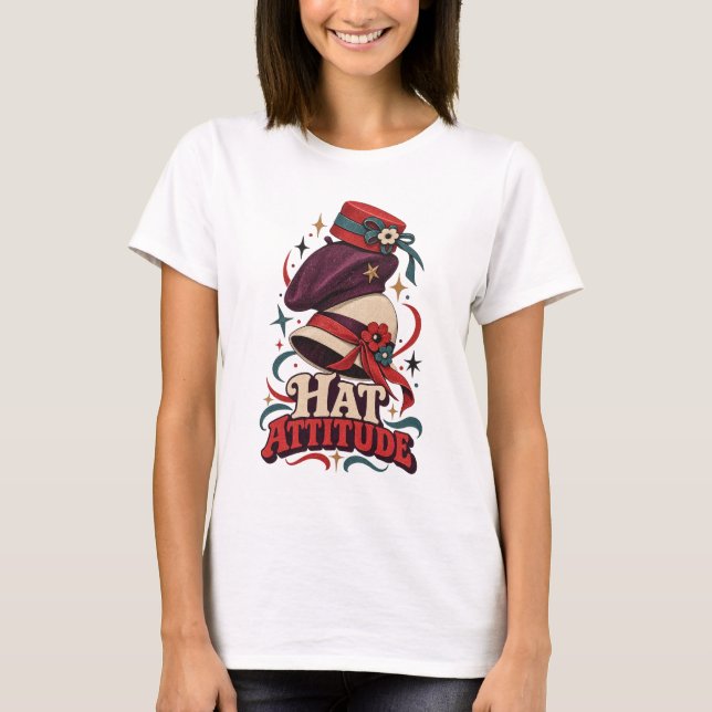 Retro mode T-shirt med hattattityd (Framsida)
