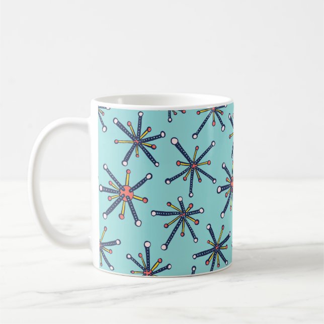 Retro Modern Abstrakt Biology Mönster Kaffemugg (Vänster)