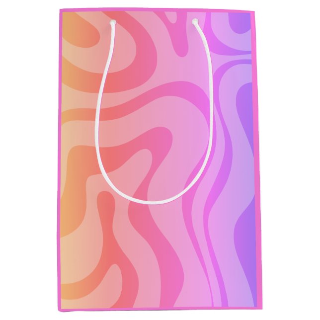 Retro Modern Abstrakt Liquid Swirl Mönster Rosa (Framsidan)