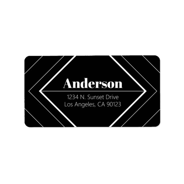 Retro-Modern Art Deco | Black & White Address  Adressetikett (Framsidan)