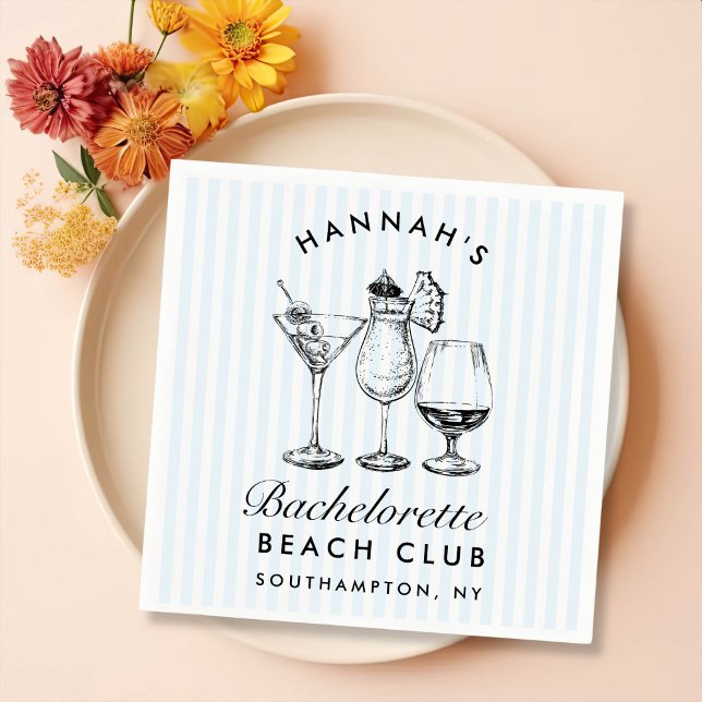 Retro Modern Bachelorette Black Papper Napkins Pappersservett (Skapare uppladdad)