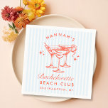 Retro Modern Bachelorette Blue Pappra Napkins Pappersservett<br><div class="desc">Retro Modern Bachelorette Blue Pappra Napkins</div>
