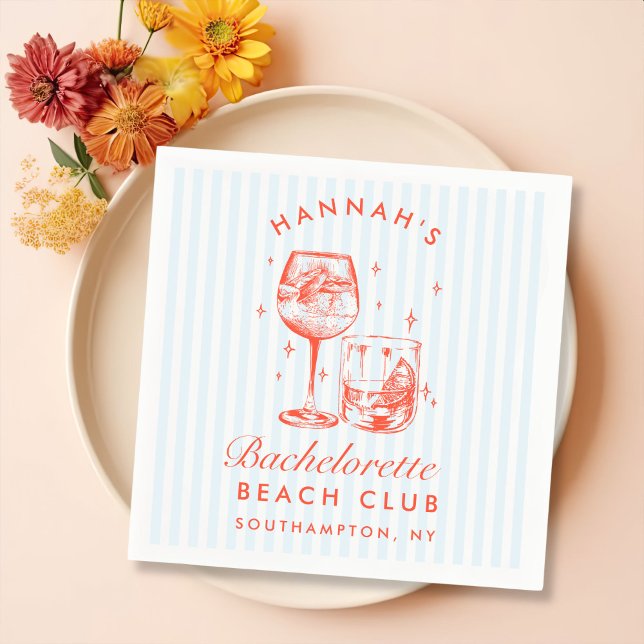 Retro Modern Bachelorette Blue Pappra Napkins Pappersservett (Skapare uppladdad)