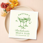 Retro Modern Bachelorette Grönt Papper Napkins Pappersservett<br><div class="desc">Retro Modern Bachelorette Grönt Papper Napkins</div>