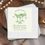 Retro Modern Bachelorette Grönt Papper Napkins Pappersservett<br><div class="desc">Retro Modern Bachelorette Grönt Papper Napkins</div>