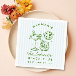 Retro Modern Bachelorette Grönt Papper Napkins Pappersservett