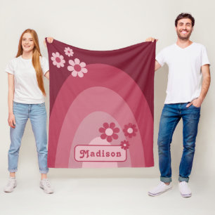 Retro Modern Båge Namn Rosa Fleecefilt