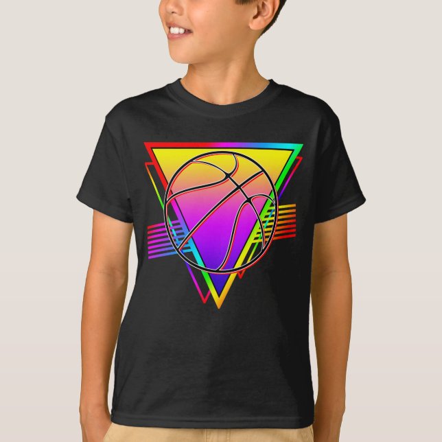 Retro Modern Basketball Boll T Shirt (Framsida)