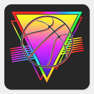 Retro Modern Basketboll Fyrkantigt Klistermärke