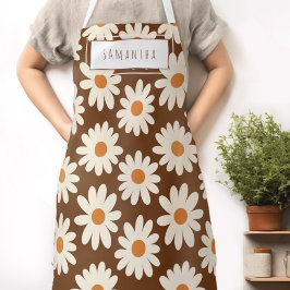 Retro Modern Blommigt Namn Apron i mitten av århun