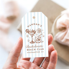 Retro Modern Blue & Brown Bachelorette Weekend Presentetikett
