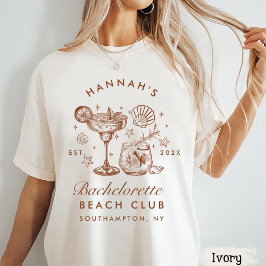 Retro Modern Blue & Brown Bachelorette Weekend T Shirt