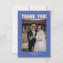 Retro Modern Bold Typography Blue Wedding Photo Tack Kort