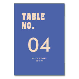 Retro Modern Bold Typography Dark Blue Wedding Bordsnummer