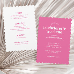Retro Modern Bright Rosa Girly Bachelorette Inbjudningar